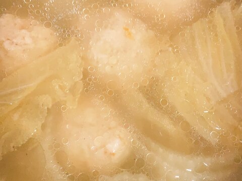白菜と鶏団子の生姜胡麻スープ